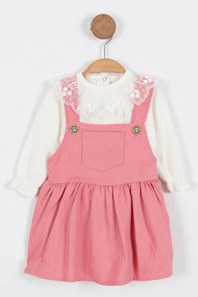 gul-kurusu-9-24-ay-on-cep-detayli-fitilli-kumas-gupurlu-badili-kiz-bebek-elbise-339565