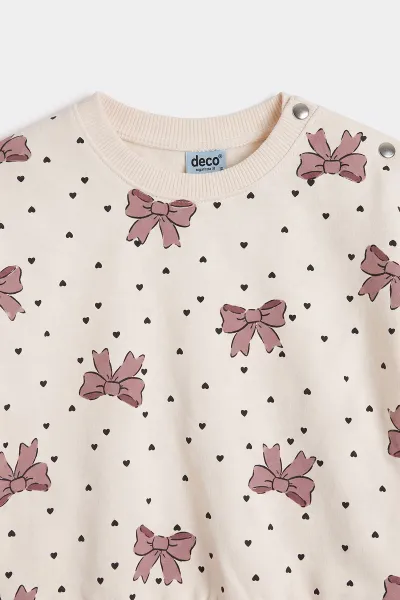 Gül Kurusu (9-24 Ay)Fiyonk Baskılı Çıtçıtlı Kız Bebek Takım 476375