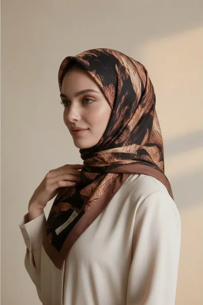 Gül Kurusu 90x90 Cm Dijital Baskılı Velvet Bloom Desen Soft Eşarp 498529