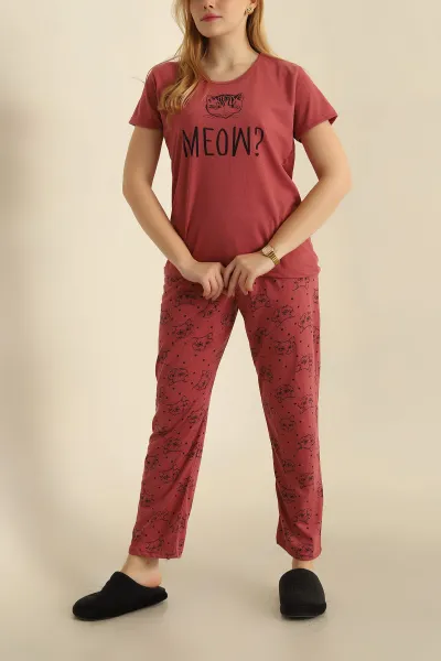 Gül Kurusu Baskılı Bayan Pijama Takımı 266748