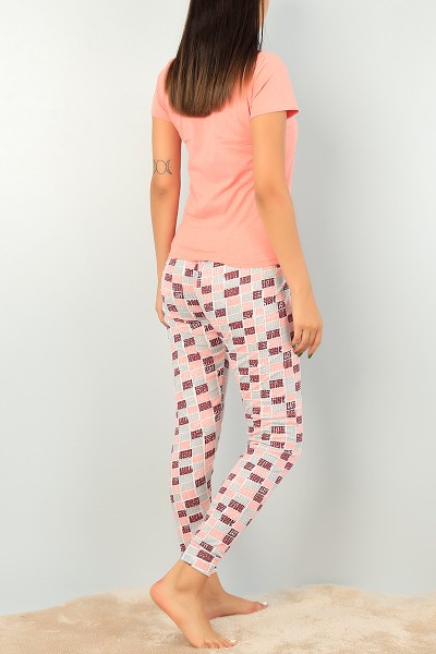 Gül Kurusu Baskılı Bayan Pijama Takımı 73493