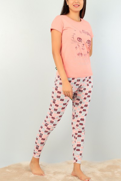 Gül Kurusu Baskılı Bayan Pijama Takımı 73493