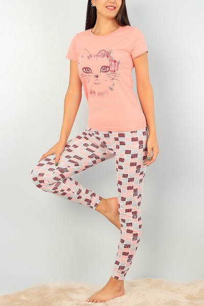 Gül Kurusu Baskılı Bayan Pijama Takımı 73493