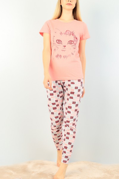 Gül Kurusu Baskılı Bayan Pijama Takımı 73587
