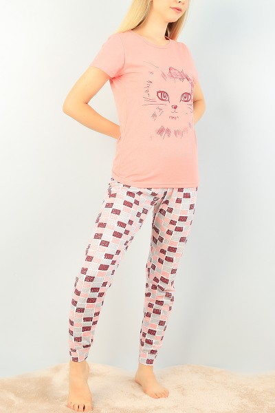 Gül Kurusu Baskılı Bayan Pijama Takımı 73587