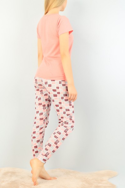 Gül Kurusu Baskılı Bayan Pijama Takımı 73587
