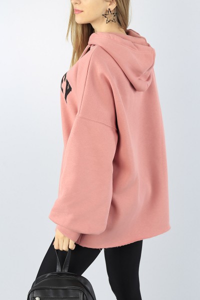 Gül Kurusu Baskılı Şardonlu Bayan Sweat Tunik 53596