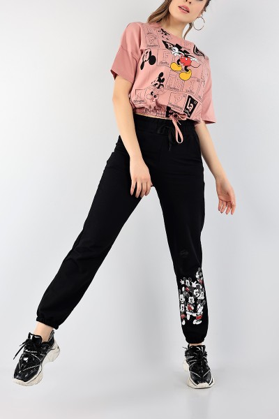 Gül Kurusu Bel ve Paça Lastikli İkili Takım 97142