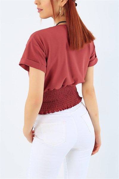 Gül Kurusu Beli Gipeli Duble Kol Bluz 31454
