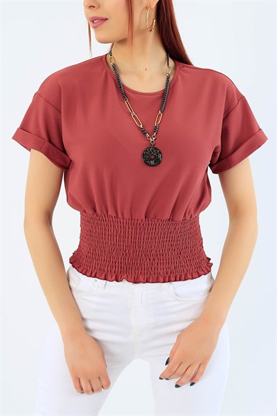 Gül Kurusu Beli Gipeli Duble Kol Bluz 31454