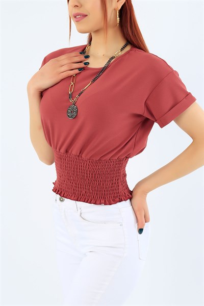 Gül Kurusu Beli Gipeli Duble Kol Bluz 31454