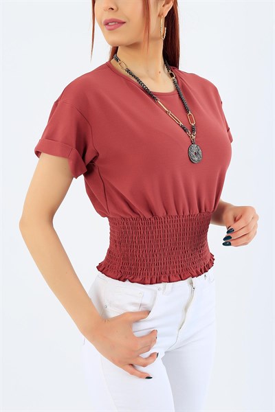 Gül Kurusu Beli Gipeli Duble Kol Bluz 31454