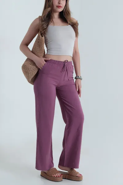 Gül Kurusu Beli Lastikli Modal Kadın Pantolon 478950