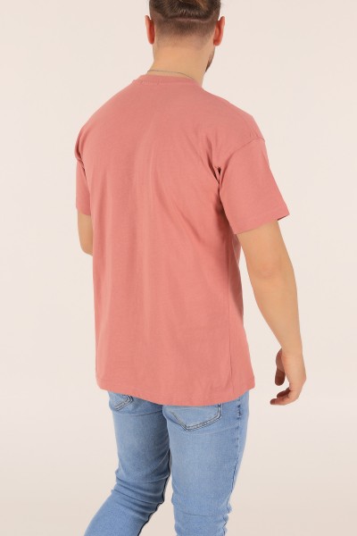 Gül Kurusu Bisiklet Yaka Oversize Erkek Tişört 163270