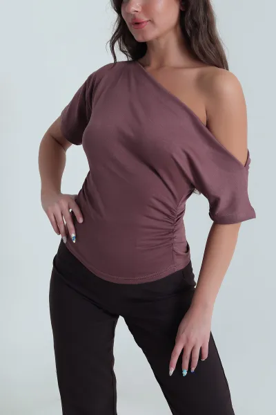 Gül Kurusu Büzgülü Oysho Kadın Bluz 485173