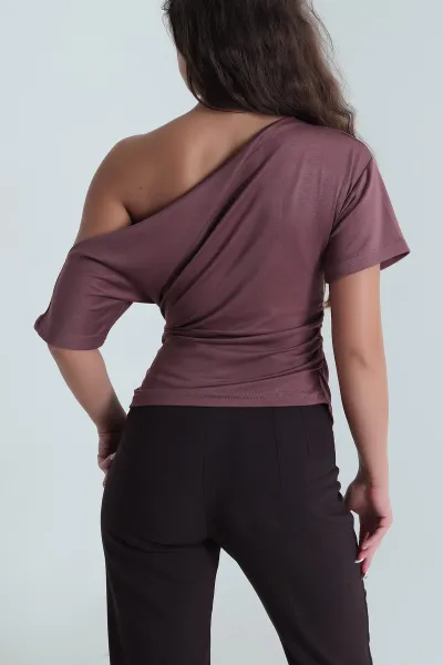 Gül Kurusu Büzgülü Oysho Kadın Bluz 485173