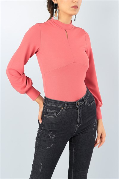 Gül Kurusu Damlalı Scuba Bluz 40328