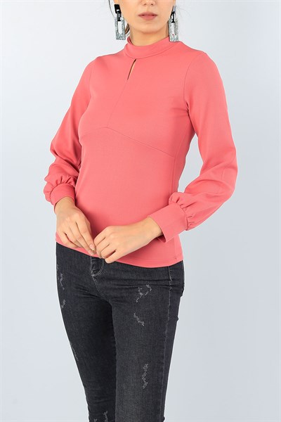 Gül Kurusu Damlalı Scuba Bluz 40328