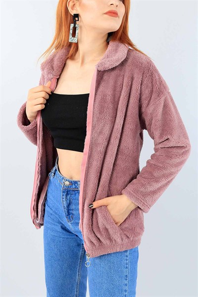 Gül Kurusu Fermuarlı Bayan Yumoş Polar 39277