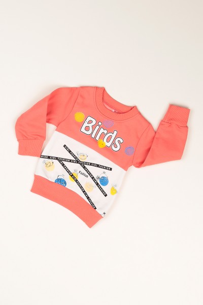 Gül Kurusu İçi Şardonlu Baskılı Kız Çocuk Sweat 77497