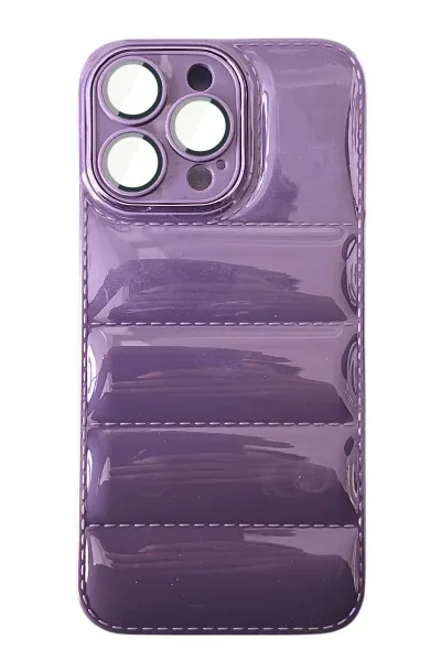Mor iPhone 15 Pro Uyumlu Puffy Serisi Kamera Korumalı Silikon Telefon Kılıfı 343267