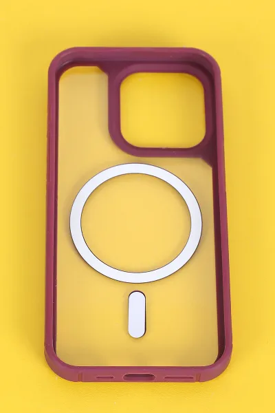 Gül Kurusu İphone 15 Pro Uyumlu Sky Magsafe Serisi Sert Silikon Telefon Kılıfı 404153