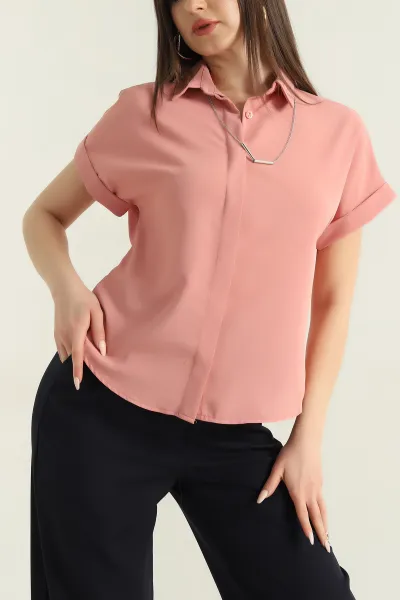 Gül Kurusu Jessica Kadın Kısa Kol Gömlek 355857