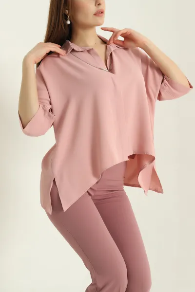 Gül Kurusu Jessica Kumaş Kolyeli Gömlek 335024