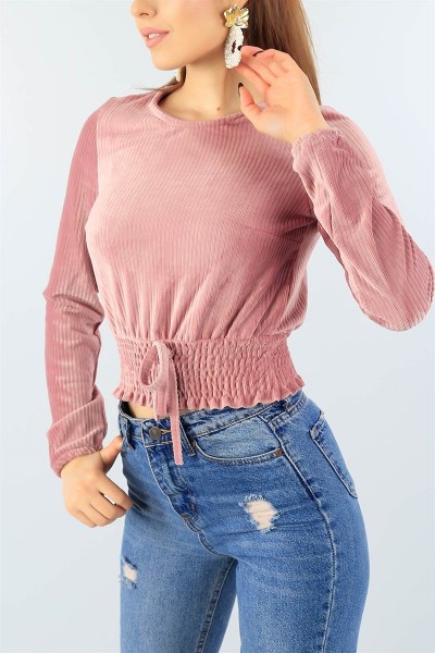 Gül Kurusu Kadife Tasarım Bluz 42369