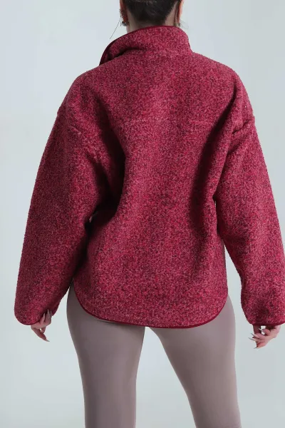 Gül Kurusu Kangru Cep Detay Teddy Kadın Sweat 492643