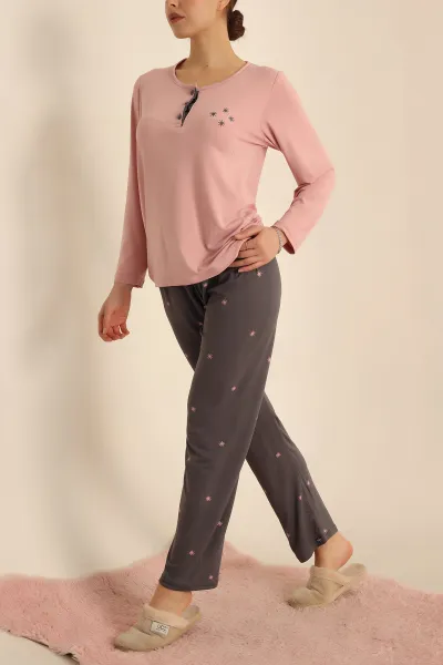 Gül Kurusu Milan Kumaş Bayan Pijama Takımı 226414
