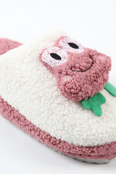 Gül Kurusu Peluş Figürlü Önü Kapalı Kadın Ev Terliği 488331