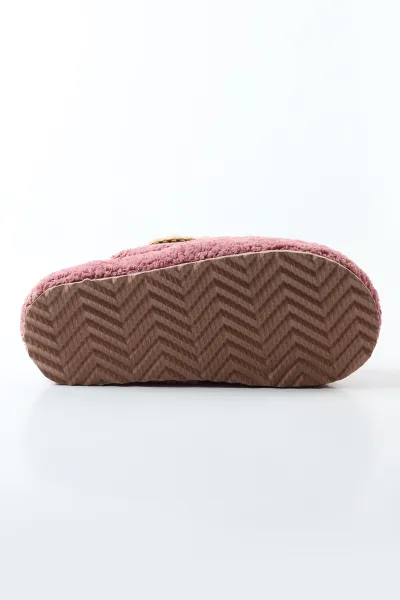Gül Kurusu Peluş İçi Tüylü Kadın Ev Terliği 490092