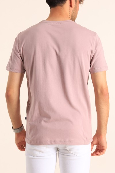 Gül Kurusu Regular Fit Logo Detay Erkek Tişört 182204