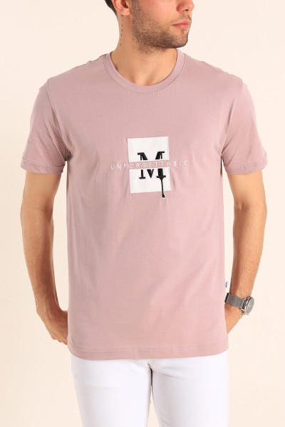 Gül Kurusu Regular Fit Logo Detay Erkek Tişört 182204