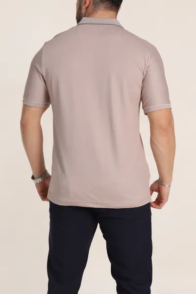 Gül Kurusu Regular Fit V Patlı Polo Yaka Erkek Tişört 349808