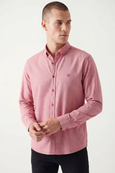 Gül Kurusu Şambre Kumaş Relaxed Fit Erkek Gömlek 435910