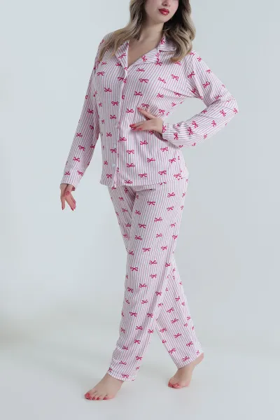 Gül Kurusu Uzun Kol Düğmeli Pegasus Kadın Pijama Takımı 499820