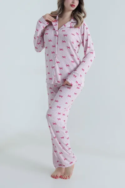 Gül Kurusu Uzun Kol Düğmeli Pegasus Kadın Pijama Takımı 499820