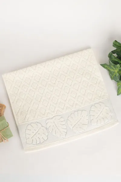 Gümüş 30x50 Cm Yaprak Kadife El Bezi Mutfak Havlusu 338388