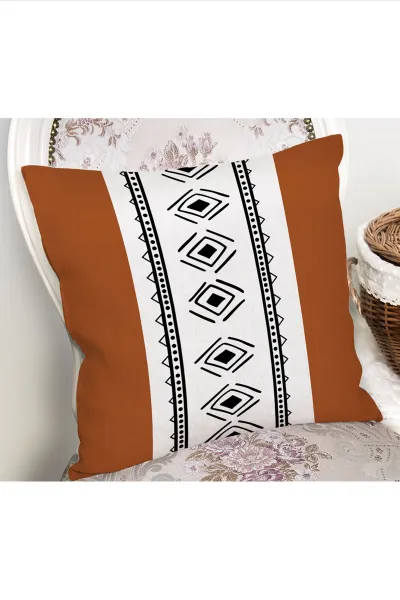 Kiremit 43x43 Dijital Baskılı Fermuarlı Modern Kırlent Kılıfı 272086