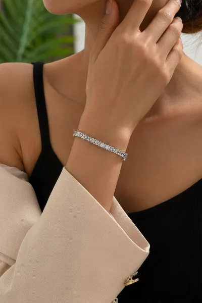 Gümüş Baget Su Yolu Çelik Bileklik 432997