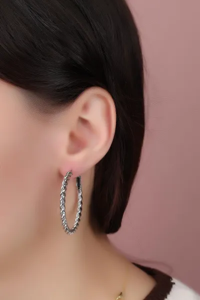Gümüş Burgu Model Halka Küpe 330906