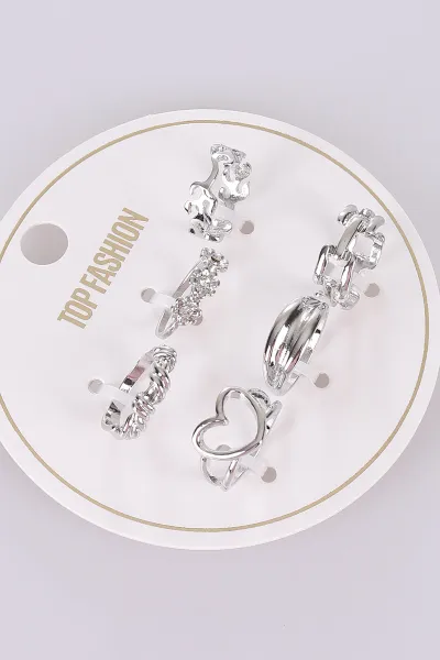 Gümüş Çoklu Karışık Model Yüzük Seti 471189