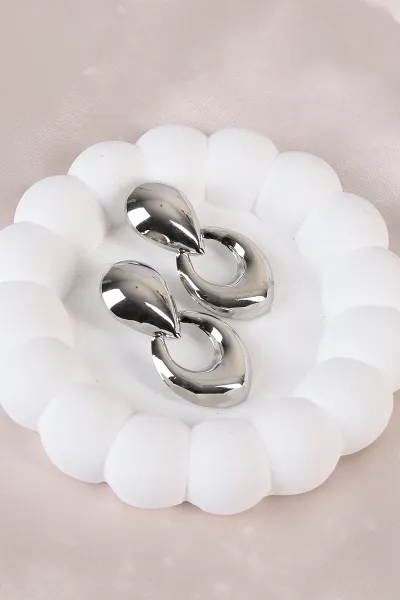Gümüş Damla Model Sarkıklı Küpe 486478