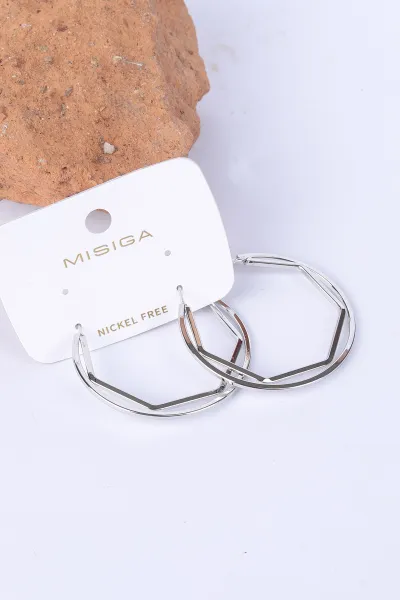 Gümüş Geometrik Halka Model Küpe 330938