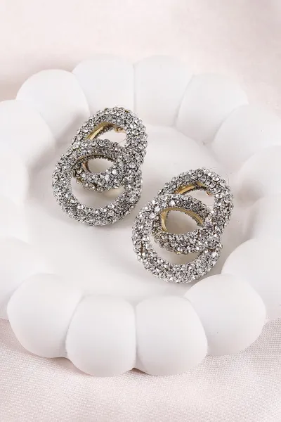 Gümüş İç İçe Halkalı Küpe 442496