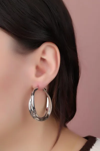 Gümüş İçe İçe Geçmeli Sarmal Model Küpe 330942