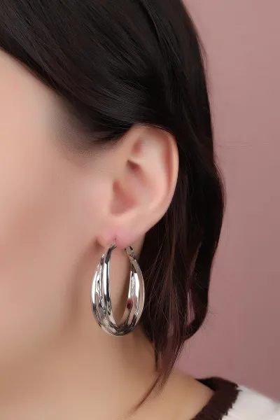 Gümüş İçe İçe Geçmeli Sarmal Model Küpe 330942