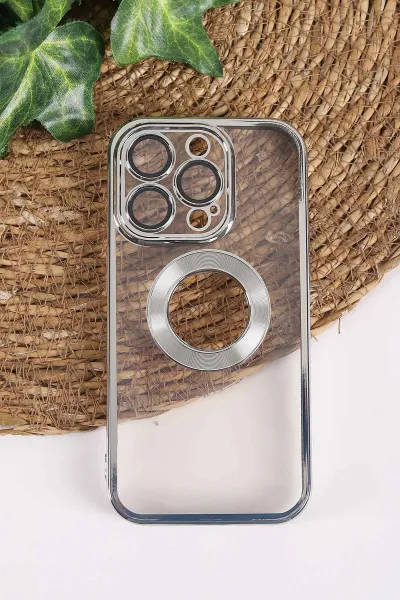 Gümüş İphone 14 Pro Uyumlu Şeffaf Kamera Korumalı Silikon Telefon Kılıfı 437549